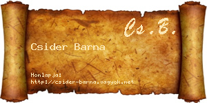 Csider Barna névjegykártya